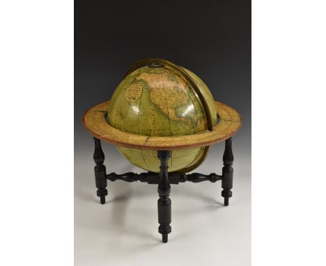 A 19th century Scottish terrestrial table top library globe, Johnston's Twelve Inch Globe,by W &amp; A K Johnston, Edinburgh,