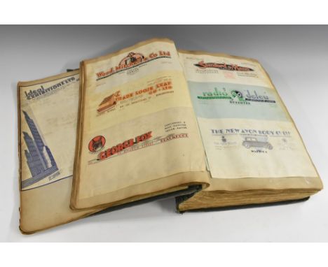 Advertising - a printer's album of sample commercial Art Deco letterheads, for various businesses across England, pictorial h
