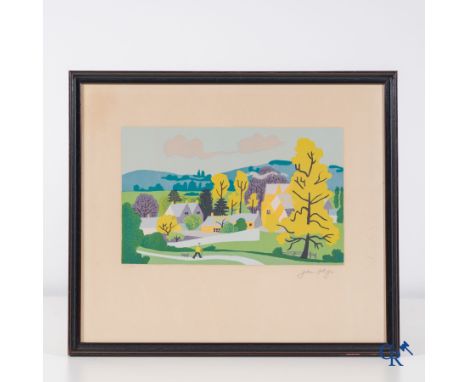 Jean Hugo (1894-1984), Character in landscape, lithograph 95/300. | 46 x 40 cm.