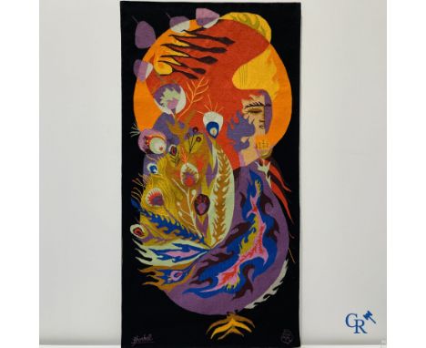 Ghorbel: Polychrome tapestry in wool circa 1970. | 165 x 85 cm.