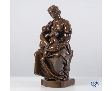 Paul Dubois (1829-1905) Maternité, Bronze statue with a  stamp of A. Collas and foundry mark F. Barbedienne. | 63 x 25 x 32 c