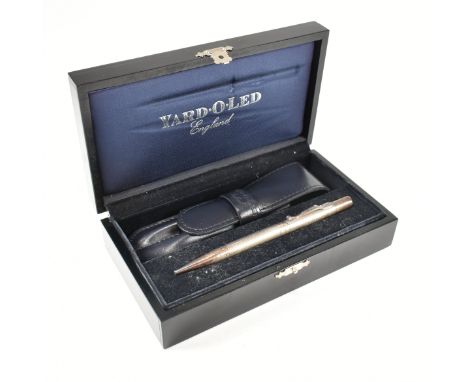 A 1990's hallmarked silver Yard-O-Led ball point pen. The pen having an engine turned design and cartouche inscribed 'Michael