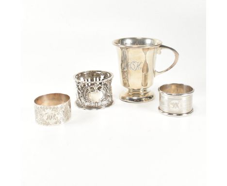 A collection of Victorian and later hallmarked silver items. The lot to include a mid century hallmarked silver Christening c