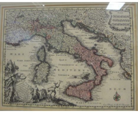 AFTER GIROLAMO ALBRIZZI (fl. 1673-1697) "Carta Geografica della America Meridionale" a black and white engraved map, later co