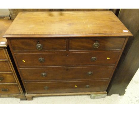 A circa 1900 mahogany and cross banded chest of two short and three long graduated drawers to bracket feet CONDITION REPORTS 