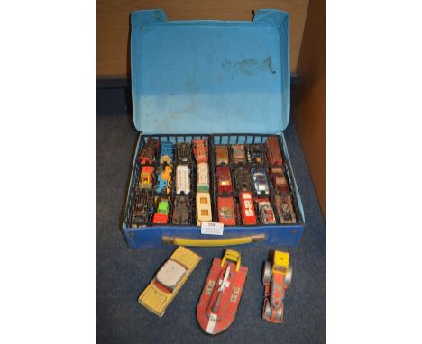 Matchbox Carry Case with Contents of Playworn Diecast Vehicles and Dinky Diecast Vehicles 