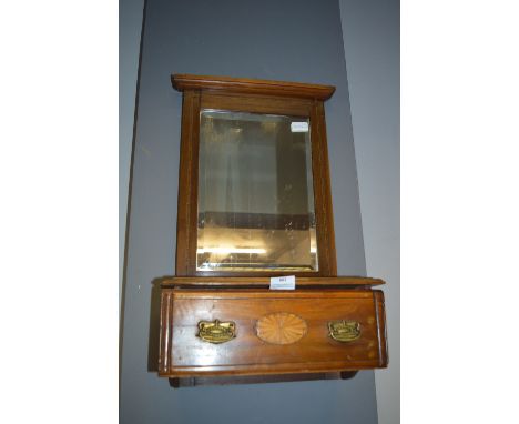 Edwardian Inlaid Walnut Hall Mirror Shelf 