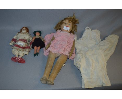 Chad Valley Hygienic Toy Felt Doll, Small Pot Doll and a Ragdoll 