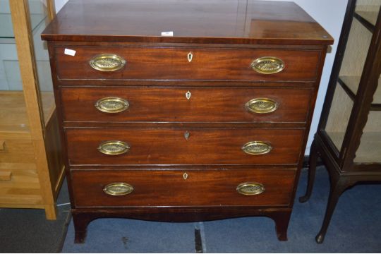 Georgian Four Height Chest Of Drawers On Bracket Feet With Brass