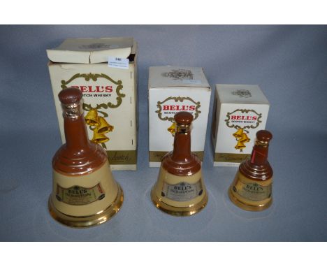 Set of Three Graduating Wade Bells Scotch Whiskey Decanters - Celebration Scotch 
