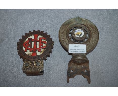 Vintage Car Grill Badges - Royal Automobile Club Association and Automobile Club of France 
