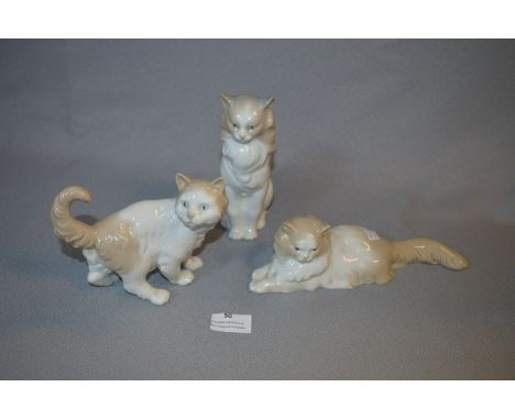 Three Nao Lladro Figurines - Cats 