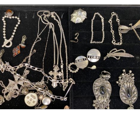 A quantity of silver and white metal jewellery, 254g. Estimate: £110-130.This item qualifies for in-house posting.