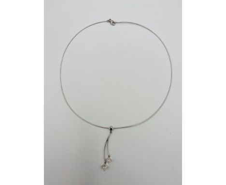 White gold necklace with white gold and diamond pendant, 6g. Estimate: £220-260.This item qualifies for in-house posting.
