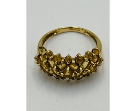 9ct gold cocktail ring, size Q, 3.1g. Estimate: £70-100.This item qualifies for in-house posting.