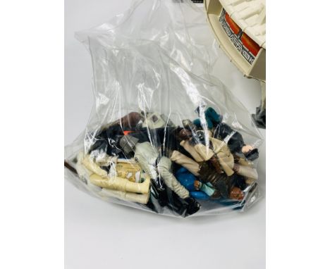 A large vintage Empire Strikes Back boxed Millennium Falcon spaceship,including some figures, 55 x 42 x 15cms box size. Estim
