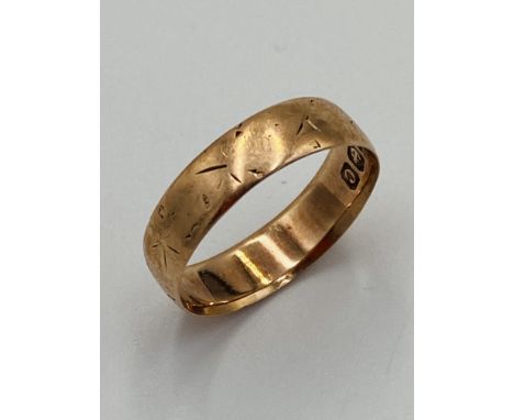 9ct gold band, 1.9g, size N. Estimate: £30-50.This item qualifies for in-house posting.