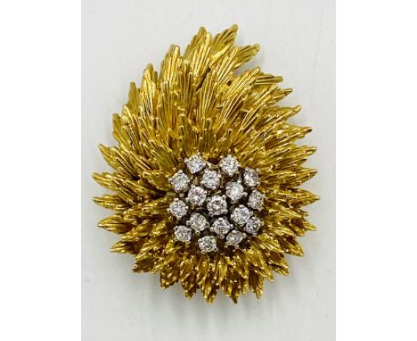 Tiffany &amp; Co.18ct gold and diamond brooch, with 17 brilliant cut diamonds, approximately 0.5ct, double pin to reverse mar