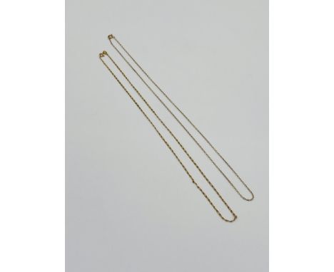 Two 9ct gold necklaces, 3.4g. Estimate: £60-80.This item qualifies for in-house posting.