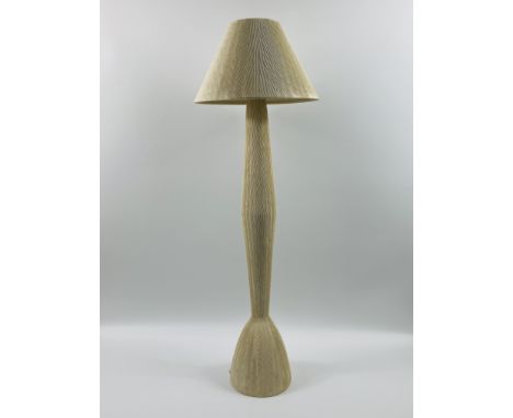 An unusual tall contemporary table lamp,made from plaster with a plaster shade with a decorative tooth comb finish throughout