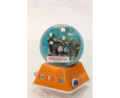 Vintage Plastic French Snow Globe and Calender