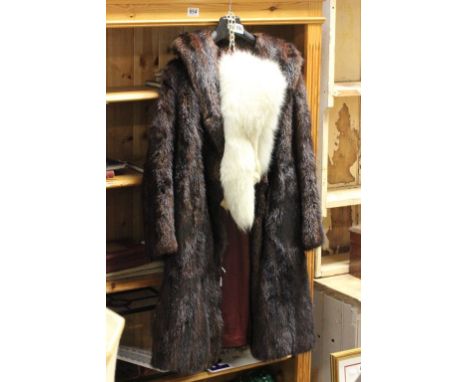 Vintage Fur coat with Victor Seqall London Furrier label & a White Fox Fur stole