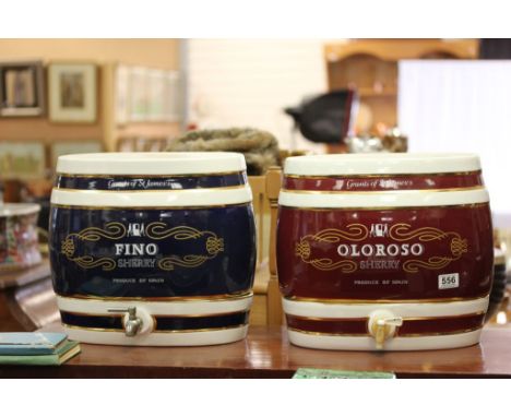 Pair of Large Ceramic Sherry Barrels with Taps