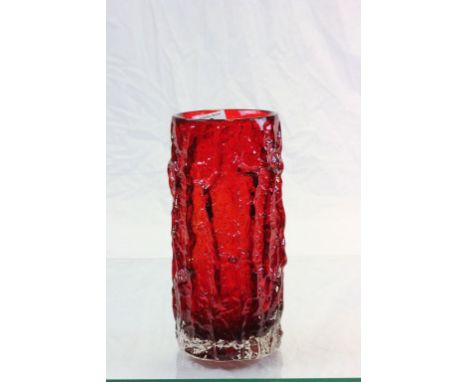 Large Red Whitefriars Bark effect vase