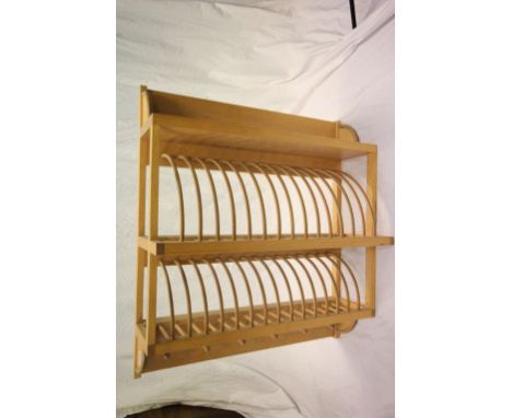 Large Mark Wilkinson contemporary beech wood double layer plate rack