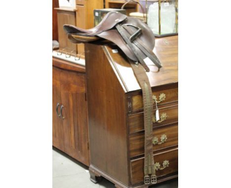 Vintage leather Horse saddle with stirrups