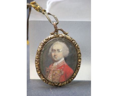 Georgian finely painted Miniature Portrait in yellow metal mount, reputedly Clive of India (1725-1774)