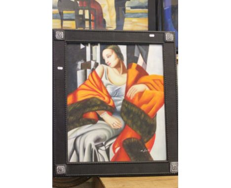 A contemporary oil on canvas portrait of a women in the style of picasso.