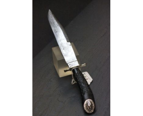 Victorian Horn handled Bowie knife with engraved blade by Wilkinson & Son Sheffield