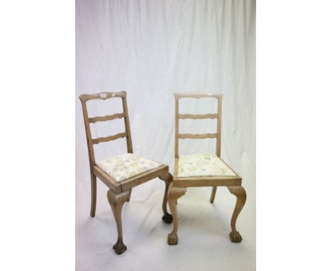 Pair of Georgian Style Chairs with Ladder Backs and front ball and claw feet