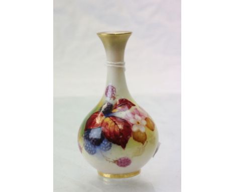 Royal Worcester Posy vase 2491 with hand painted Blackberry design and signed K Blake