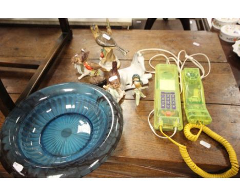 Mixed collectables to include Capodimonte ceramic birds, glass & a Swatch Telephone