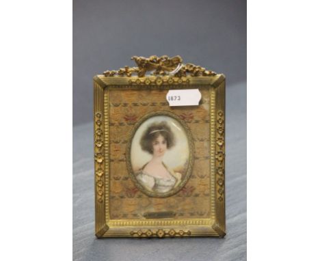 Lovely 19th Century hand painted framed Miniature Portrait of Mme Lebrun, signed C de St Marc