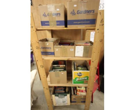 Nine boxes of mixed vintage books to include Topographical and Fiction