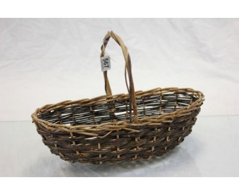Vintage wooden Trug and a small wicker basket