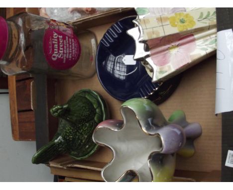 Assorted ceramics to include an Arthur Wood's art deco wall pocket, a ceramic egg nest etc 