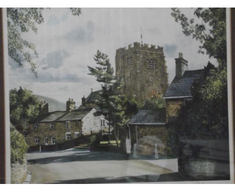 Framed limited edition print print, Church scene, signed Donald Dakeyne (Bolton artist)
