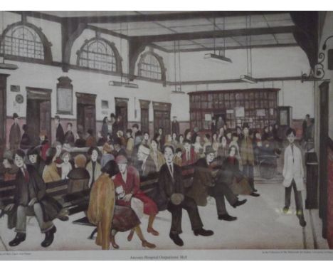 Framed limited edition Lowry print 'Ancoats Hospital Outpatients' Hall'