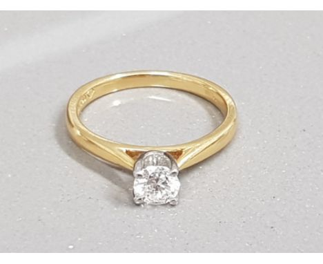 18CT GOLD DIAMOND SOLITAIRE RING APX .50CT SIZE N G/SI2