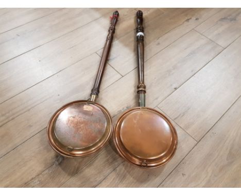 2 VINTAGE COPPER BED WARMERS