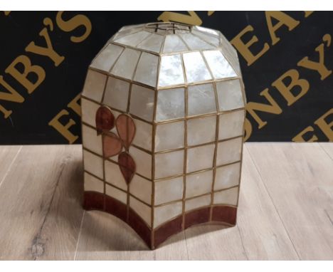 LARGE OVER HANGING LIGHT SHADE WITH SECTIONAL PANELS AND AUTUMN LEAF DESIGN HEIGHT 1FT