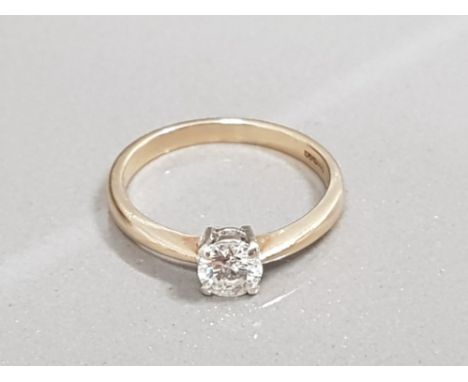 9CT GOLD DIAMOND SOLITAIRE RING APX .50CT 2.2G SIZE O