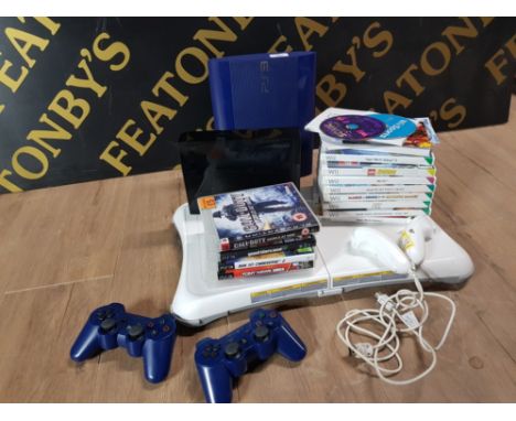 A PS3 TOGETHER WITH WII CONSOLE AND WII FIT GAMES ETC