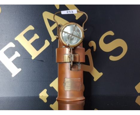 A VINTAGE BRASS AND COPPER CEAG MINERS LAMP TYPE B E 3