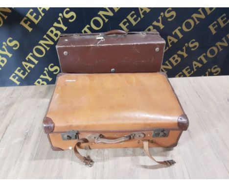 2 VINTAGE LEATHER SUITCASES