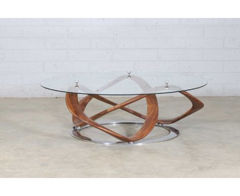 Stefano Bigi (French-Italian, b.1974), a contemporary 'Infinity' coffee table, for Porada, the curved walnut frame supporting